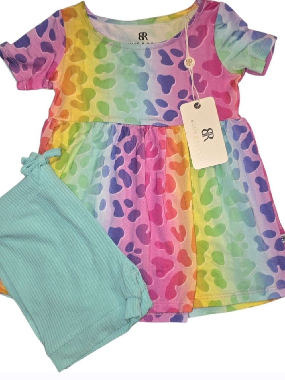 Bums & Roses Wild Child Peplum Top & Shorts 3T NWT